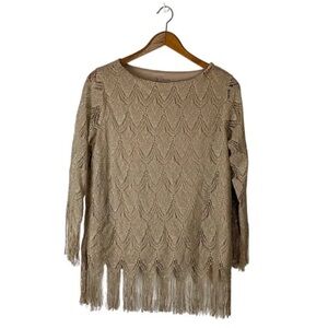 Chico's Metallic Knit Top in Gold